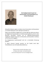Nachruf Ortsvorsteher und Gemeinderat a.D. Herbert Neuhauser
